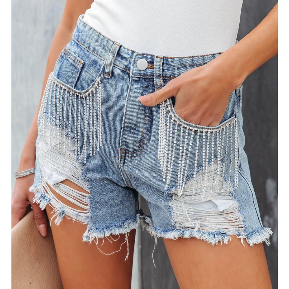 Vici rhinestone cowgirl shorts size MED